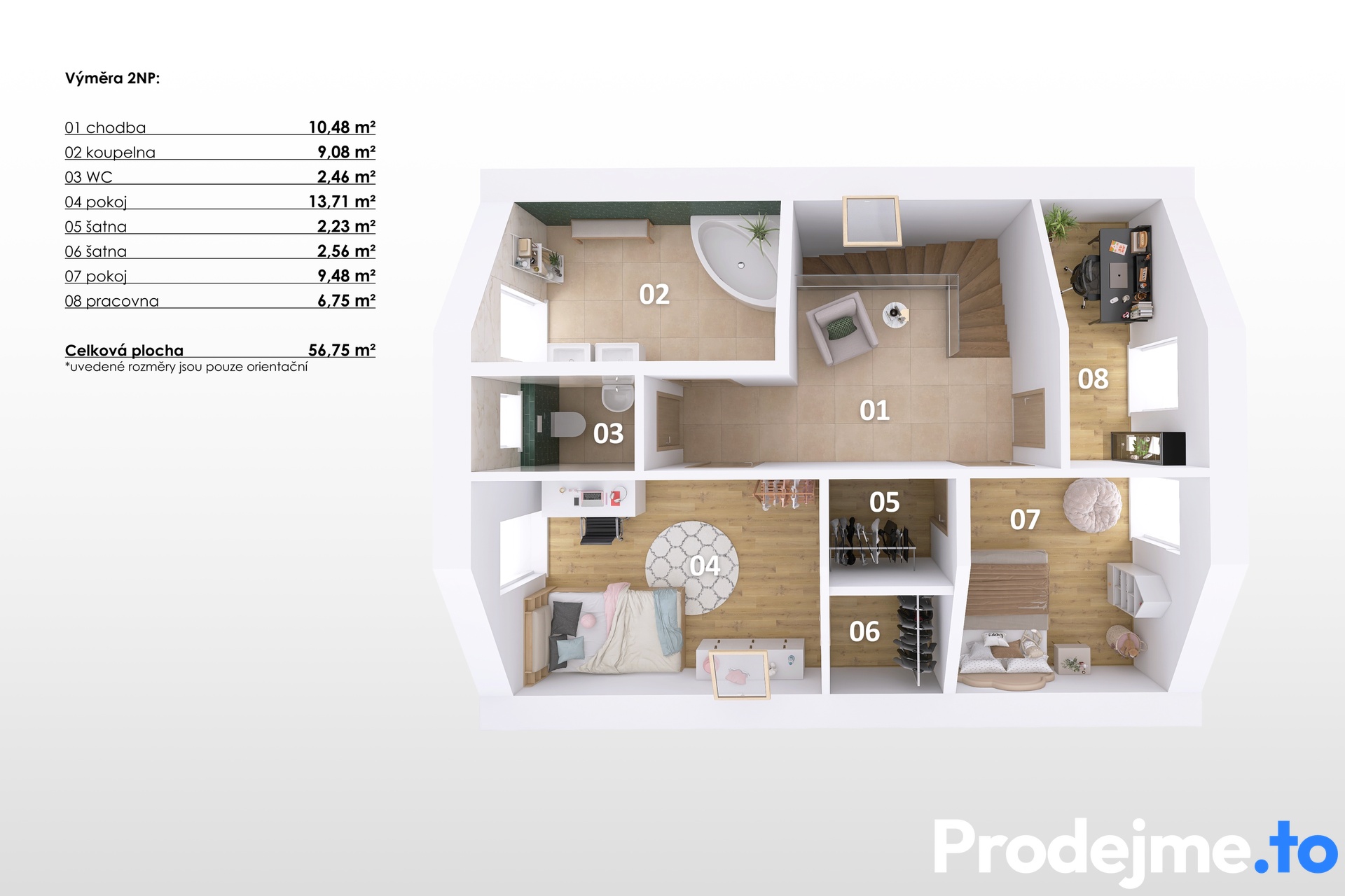 3D půdorys - 2.NP
